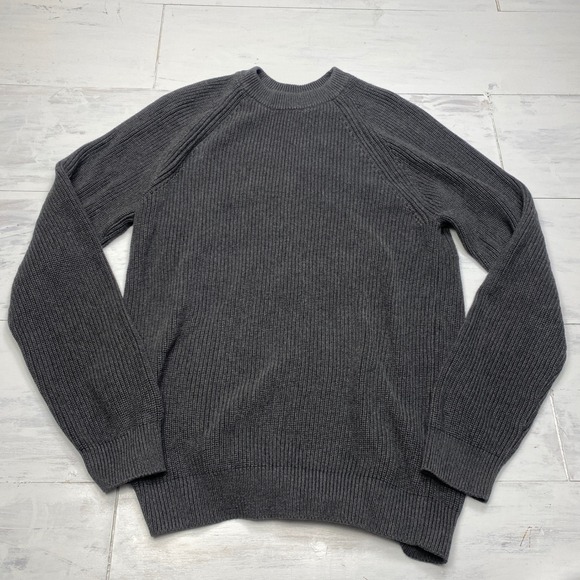 Quince Other - Quince Organic Cotton Ribbed Stitch Crewneck Sweater Mens M Charcoal Heather